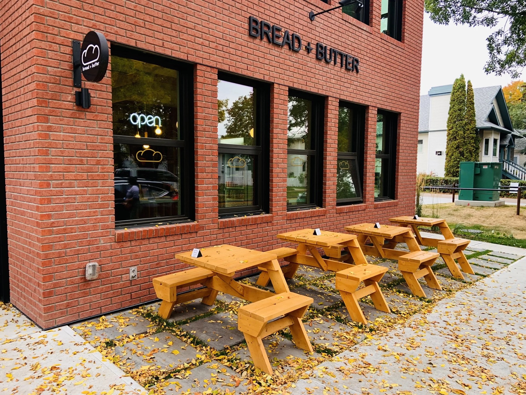 The bread + butter patio on the corner of 90 Street