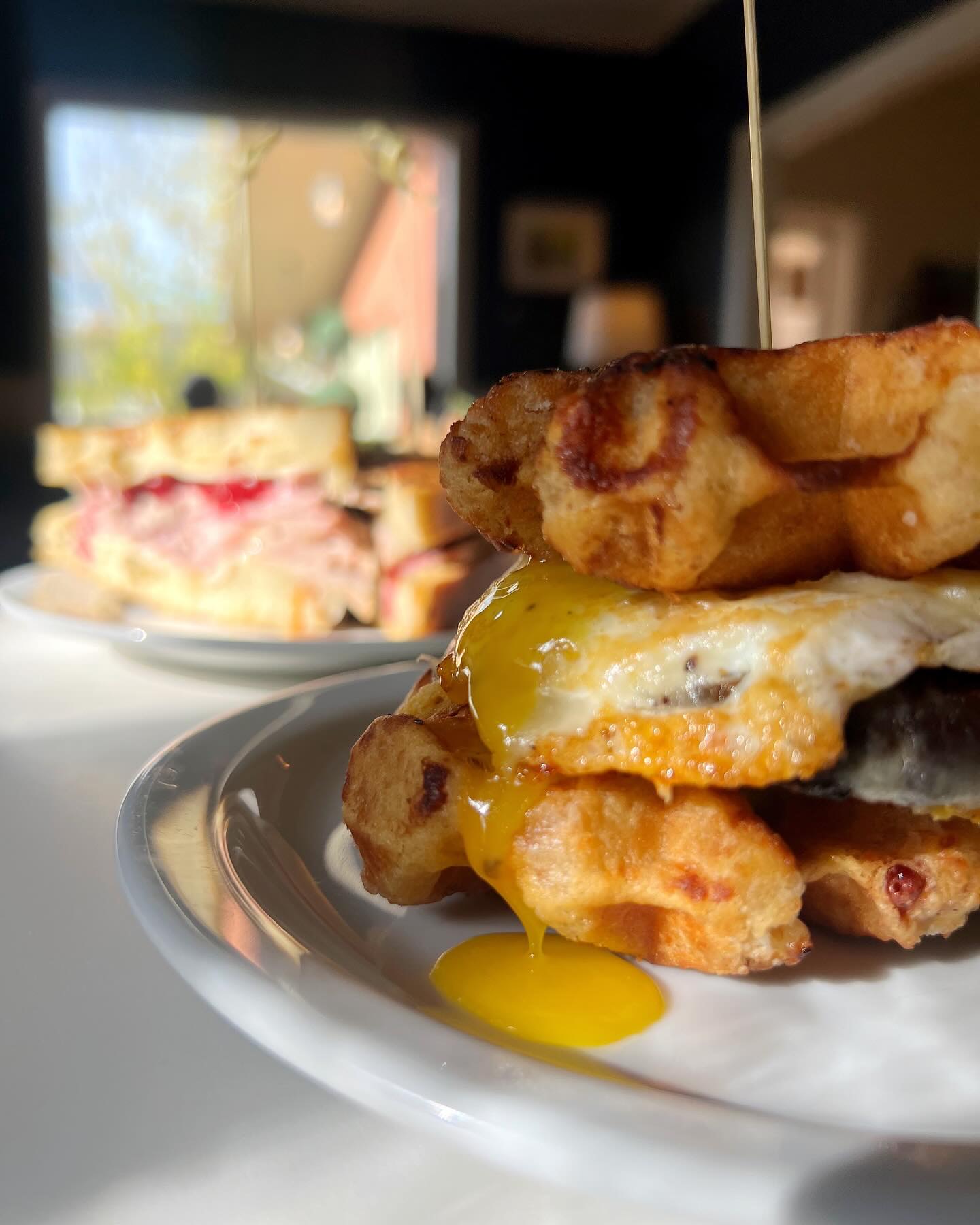 Waffle breakfast sandwich